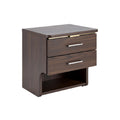 Modern Wooden Nightstand with Two Drawers and Open Shelf