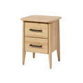 Stylish Wooden Nightstand with Two Drawers and Rounded Top