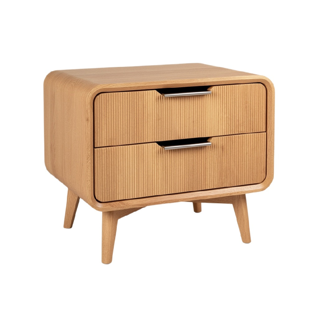 Mid-Century Modern Wooden Nightstand with Drawers