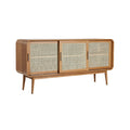 Mid-Century Modern Wooden Sideboard with Rattan Doors